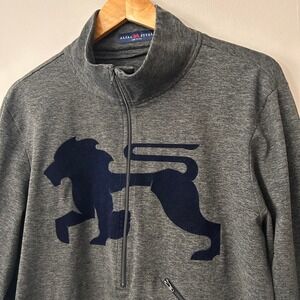 Alial Fital Jacket Mens Large Gray 1/2 Zip Pullover Long Sleeve Lion Made in USA
